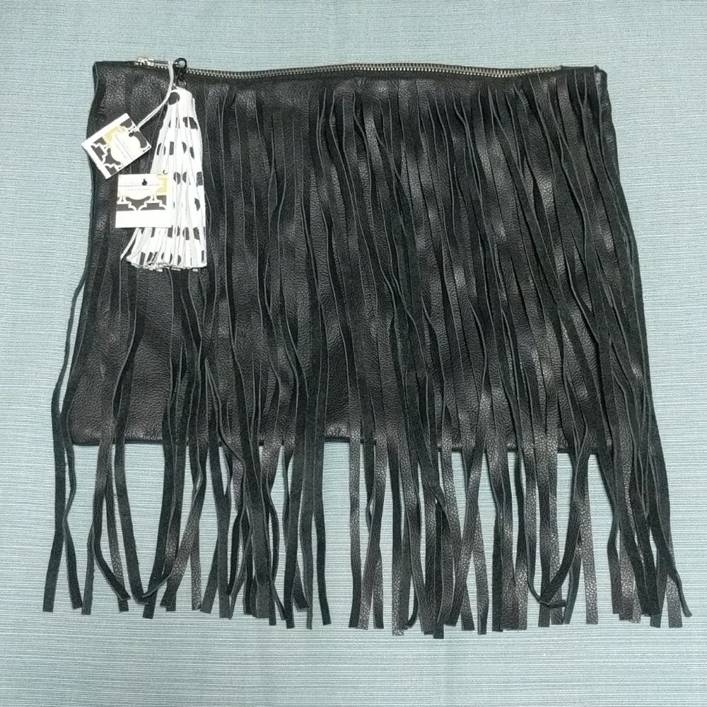 Leather fringed bag *14.5" X 11"